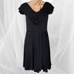 WHBM Pleated Ruffles Midi Dress GORGEOUS! | Size Small | Black